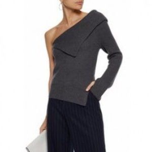 THEORY Harmony One-Shoulder Ribbed Wool Sweater S